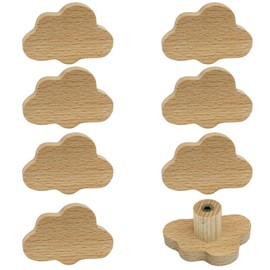 Kemcatui 6 Pack Cloud Wooden Knobs, Decorative Wood Dresser Knobs Boho Cabinet Handles, Room Handles for Nursery Decor(Small)