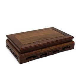 CVHOMEDECO. Primitives Rustic Rosewood Rectangle Display Stand Vase Pot Base Fishbowl Pedestal Stand. (9-1/2 Inch)