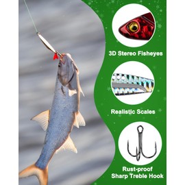 Fishing Advent Calendar 2024, Fishing Lures Kit - Crankbaits, Spinnerbaits, Plastic Worms, Jigs - for Bass, Trout, Salmon, Freshwater Fishing Gear Advent Calendar for Kids, Fishing Gifts for Men