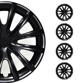 OMAC - Black Gloss Hub Caps 16 Inch Set of 4 for Hyundai Elantra, Tapas para Rines 16, Premium Wheel Covers 16 Inch, R16 Rim Cover Set, Snap On Durable Car Replacement Exterior Accessories