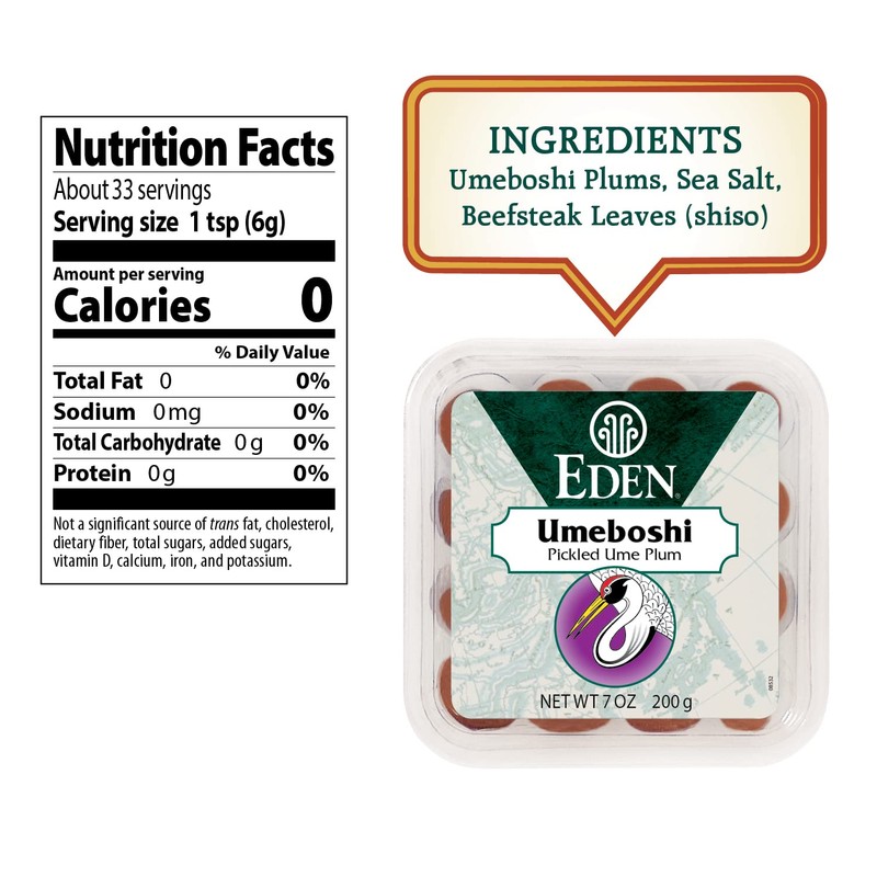 Eden Umeboshi Plum, Japanese Pickled Plum, Whole, Traditionally Made, No