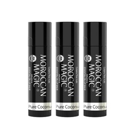 Moroccan Magic Organic Lip Balm 3 Pack | Pure Coconut Lip Balm Set | Chapstick for Dry Lips, Made with Natural, Cold Pressed Argan & Essential Oils Lip Moisturizer | Smooth Application, Non-Toxic
