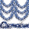 Sosation 100 ft Hanukkah Tinsel Garland Blue and Silver Metallic