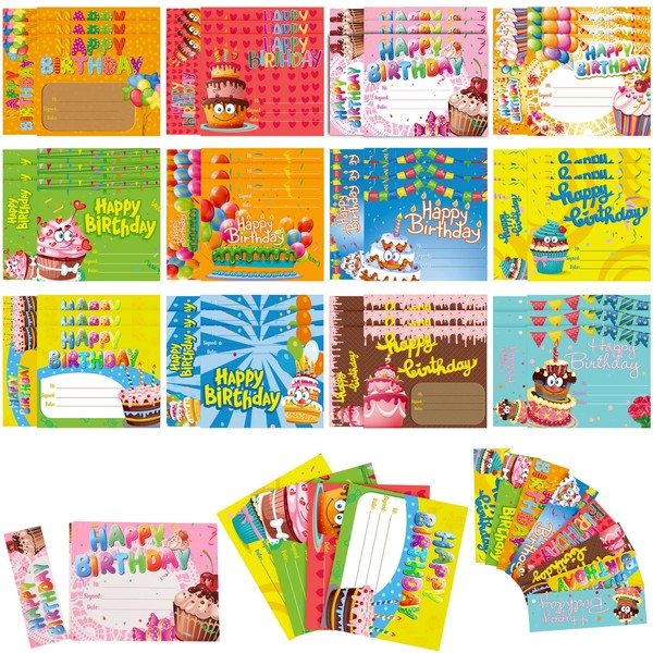 Outus Birthday Certificates Birthday Awards Card for Kids Classroom Decorations Awards Bookmarks Cupcake Cutouts Greeting Cards Classroom Happy Birthday Bulletin Board Party Supplies (36 Sets)