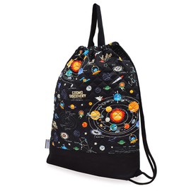COLORFUL CANDY STYLE N0446700 Boys Nap Sack, Elementary School Students, Stylish, Quilting, Kindergarten Commute, School Commute, Includes Handle, Solar System Planets and Cosmo Planetarium(Black)
