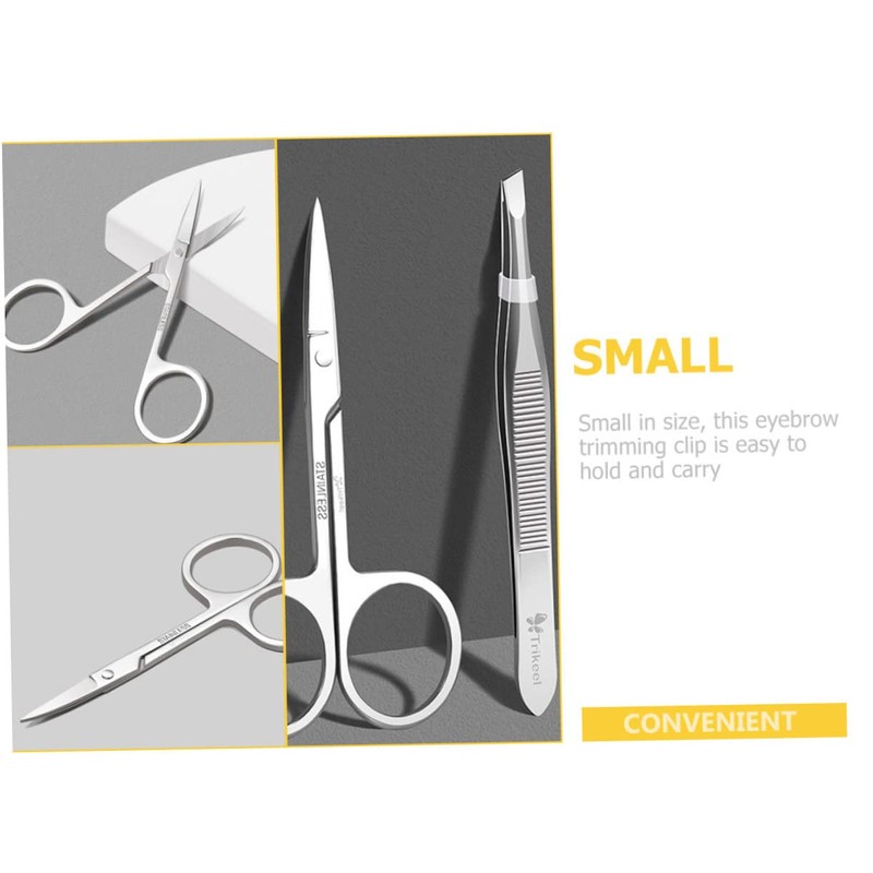 FOMIYES 2 Sets Professional Eyebrow Trimmer Scissors Stainless Steel Brow