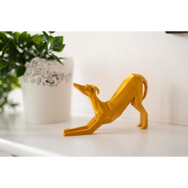 3D Printed Sighthound Sculpture - Whippet/Greyhound - Lightweight Ornament, Perfect Gift, Available in Various Colours (Mustard)