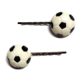 SOCCER BALL Sport Handmade Bobby PIn Hair clips - Set of 2