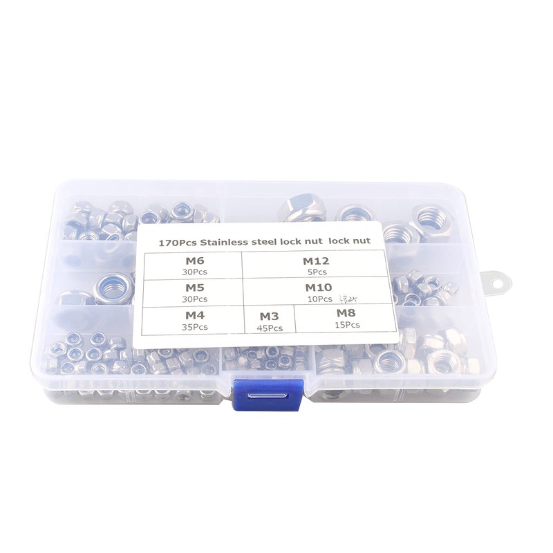 HALJIA 170PCS Lock Nuts Assortment, Stainless Steel Locknut M3 M4