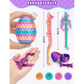 HIMS Set of 2 3D Printed Dragon Egg, Mysterious Dragon Egg with Dragon Inside, Realistic Dragon Eggs with Wings for Children Adults, Surprise 3D Dragon in Egg Dragon Toy