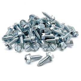 100 Pack License Plate Screws for Front and Back License Plates and License Plate Frames and Covers on Cars, Trucks, SUVs - Rust Resistant, #14x3/4 Slotted Hex Washer Self Tapping Screws Zinc Clear