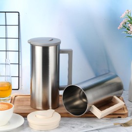 Reallnaive 2 Pcs Stainless Steel Water Pitcher with Lid 55oz Metal Jug Cold Water Kettle, Keeps Drinks Cold for Hours, Insulated Pitcher for Fridge, Dishwasher Safe (White,Grey)