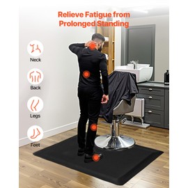 VEVOR Salon Mat for Hair Stylist, 3 x 5 FT Rectangle Salon Chair Mat Anti Fatigue, 1/2" Thickened PVC + NBR Barber Shop Floor Mat with Round Cut Out, Anti-Trip Beveled Edges & Non-Slip Bottom