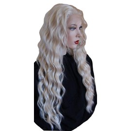 Synthetic Lace Front Wigs, Long Loose Curly Wig, Wave Wig, 28 Inches Long Wig, Bleach Blonde Wig, Soft Lace Wig for women.