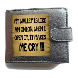 Stoneys Badges My Wallet is Like an Onion When I Open It, It Makes Me Cry! Anti RFID Theft Wallet Black Soft Leather Large Coin Pocket