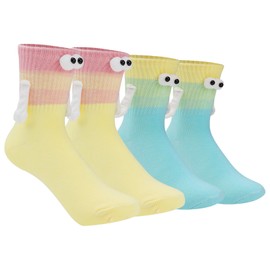 cureder 2 Pairs Magnetic Hold Hands Socks,Funny Couple Magnetic Hand Holding Socks,Funny Couple,Birthday Gifts for Women Men Bestie Lovers