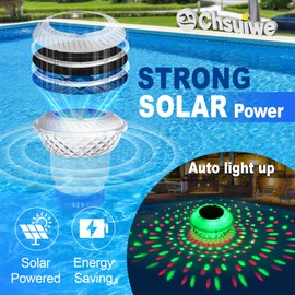 Chsuiwe Pool Chlorine Floater with Marquee Light,Color-Changing Chlorine Floater with Upgraded Button Control,Floating Chlorine Dispenser for Pool,Adjustable Release Solar Chlorine Floater for Hot Tub