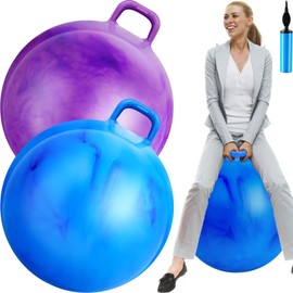 Lewtemi 2 Pcs 29 Inch Big Hopper Ball Jumping Hopping Inflatable Bouncing Ball with Handle and Air Pump for Adults Carnival Outdoor Sports Game(Gradient Purple, Gradient Blue)