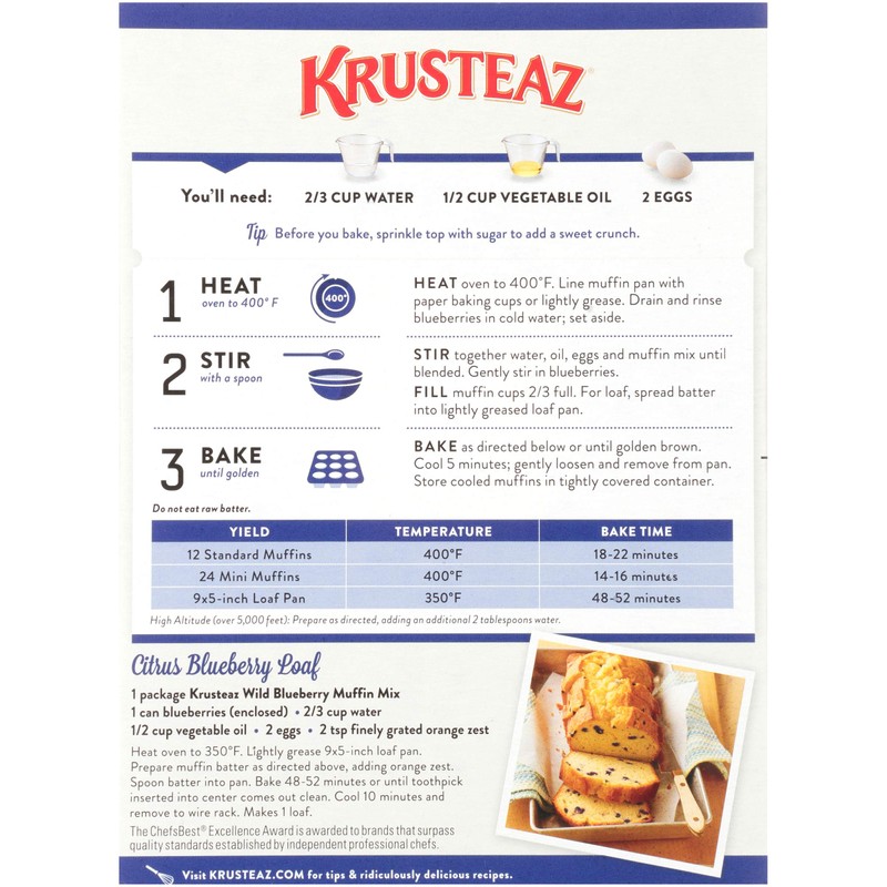 Krusteaz Wild Blueberry Muffin Mix - No Artificial Flavors, Colors