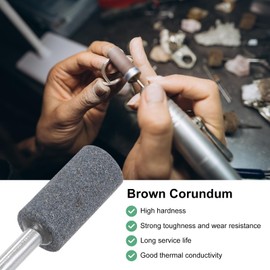 M METERXITY 5-Pack Abrasive Mounted Stone Grinding Bits, 1/4 IN(6mm) Shank Aluminum Oxide Polishing Sanding Drill Bit for Rotary Tools, 0.63IN(16mm) Dia 80 Grits Cylinder [Gray]