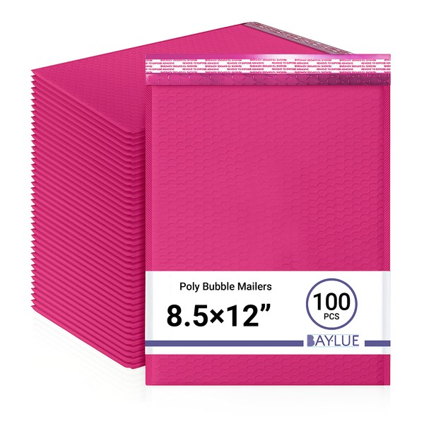 Baylue Hot Pink 8.5x12 Inch Poly Bubble Mailers #2 |Self