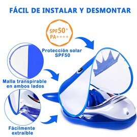 XIAOYANGKEJI Flotador de Piscina para Niños, Flotador Inflable para Niños con Asiento de Seguridad y Toldo Solar Desmontable, Protección Solar UPF50+, Piscina para Niños Incluida Bomba Manual