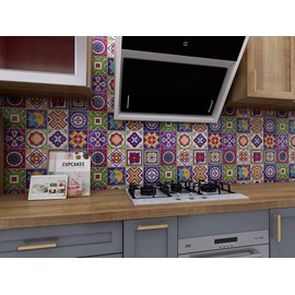 Peel and Stick Backsplash Stickers,Vinyl Waterproof Removable Tile Sticker Decals for Bathroom & Kitchen Contact Paper, Stair Riser Decals, Fireplace Decals, 6X6" 12 PC Pack (6x6', Mexico Blue)