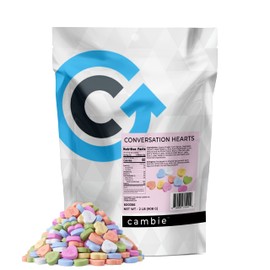 Small Conversation Hearts by Cambie | 2 lbs of Pastel Valentine's Candy | Delicious Fruity & Mint Flavors in a Colorful Pastel Display | Conversation Hearts Candy Packaged in Bulk | 2 lb