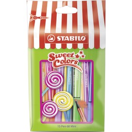 STABILO Pen 68 Mini Sweet Colors Premium Felt-Tip Pens - Assorted Colours, Pack of 15