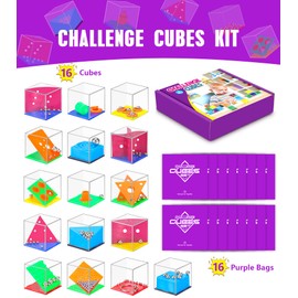 Gontence Pack of 16 Patience Games for Children with 16 Purple Gift Bags - Puzzle Games for Children - Mini Games for Children and Adults - Party Bags Children's Birthday Party Favours - Toy Gifts