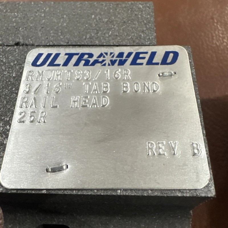Harger Ultraweld RMJHTS3/16X 3/16” Tab Bond Rail Head Mold Pair