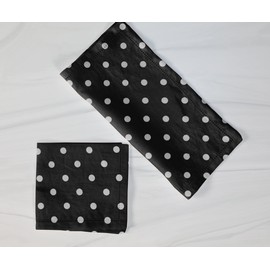 lovemyfabric Poly Cotton Small Dots Print 18"X18" Dinner Napkins for Dinner, Buffet Tables (4, White on Black)