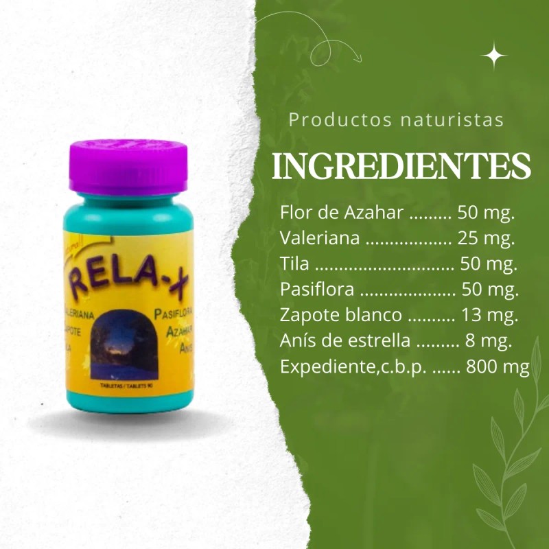 Rela Producto Naturista Relajación Insomnio Estrés Sabor