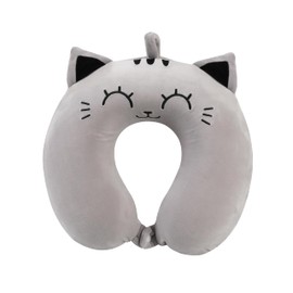 I-TOTAL® - Travel Pillow for Neck Support, Neck Support Pillow/Pillow, Funny Travel Pillow (Grey CAT)