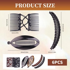 KUMSODE 6pcs Banana Clip Dickes Haar,Bananen Haarspangen Damen Groß,Haarklammer Mädchen,Bananenspange Haare,Haarspange for Thick Hair,Haarbananenspange,Fish Clips Ponytail Holder Clip