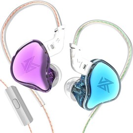 KZ EDC in-Ear Monitors, HiFi Stereo Stage/Studio IEM Wired Noise Isolating Sport Earphones/Earbuds/Headphones for Musician Audiophile (with Microphone, Blue Purple)