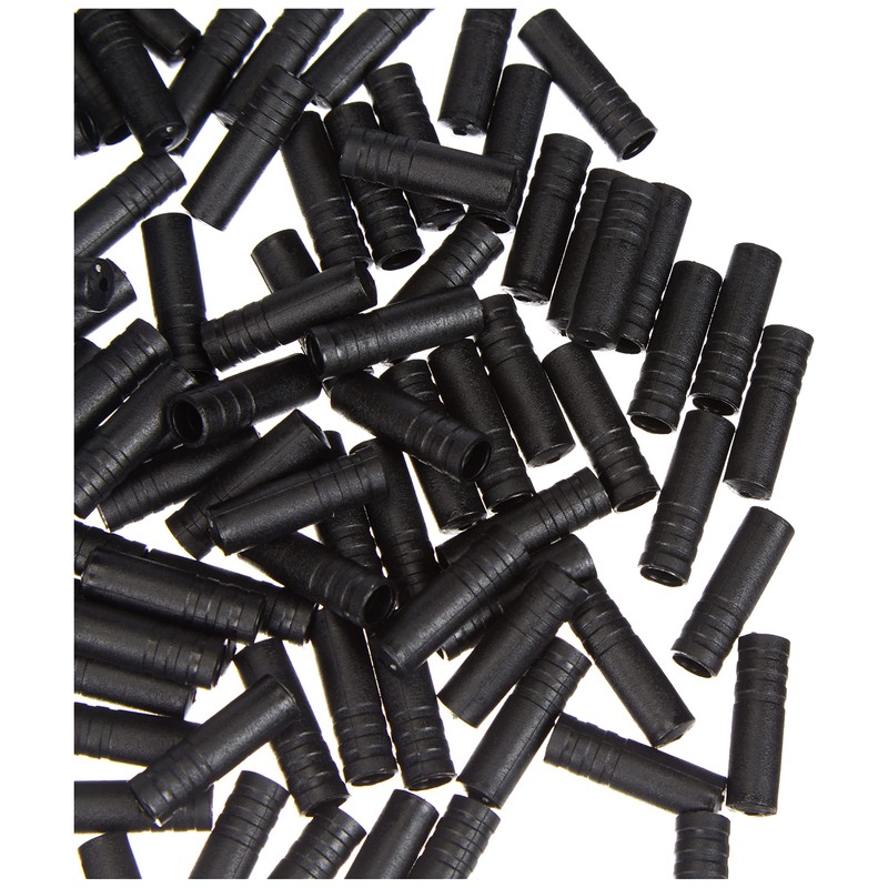 Jagwire Ferrule, Open 100 Pieces Black Plastic 4/4 sleeves
