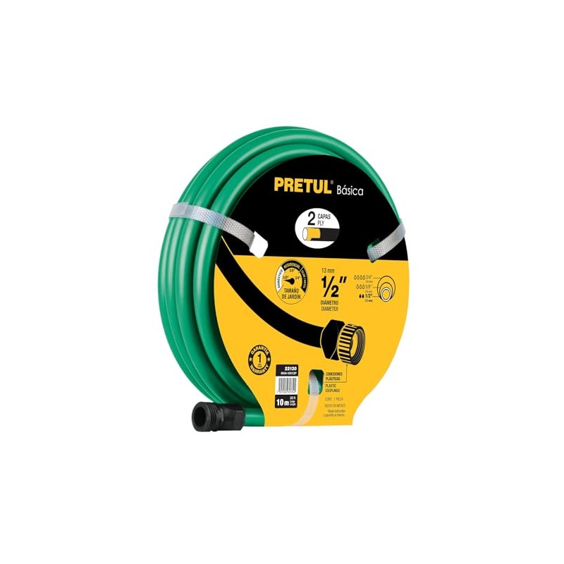 Pretul MAN-10X1/2P, Manguera 1/2", 2 capas, conexiones plásticas, 10 m,