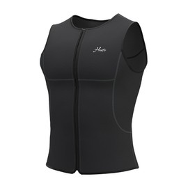 Hevto Men Wetsuits Top Vest 3mm Neoprene Front Zip Sleeveless Wet Suit for Surfing Swimming Kayak SUP Jet Ski (Men Black, XXL)