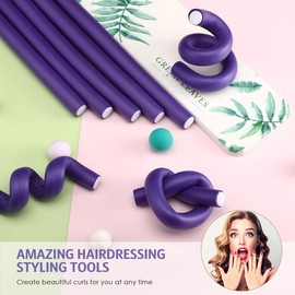 30 7'' Flexible Curling Rods Twist Foam Hair Rollers Soft No Heat And 1 Steel Pintail Comb Rat Tail For Women Long Short Hair(purple 7 X 0.55 Inch) black liquid tension secret curl ruler bamboo:_Pink_7 x 0.39 Inch