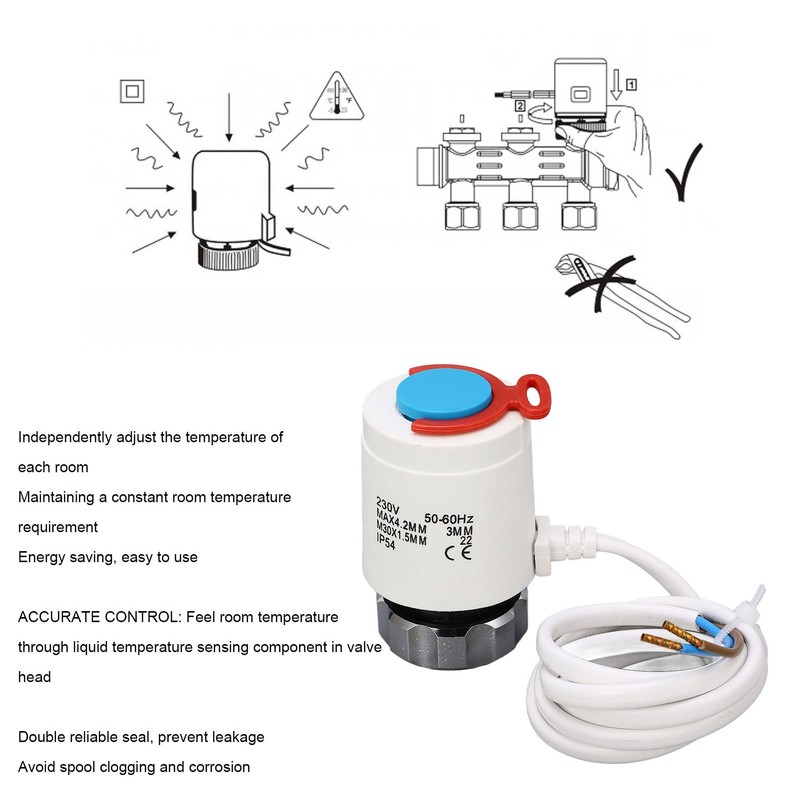 Radiator Valve Replacement Floor Heating Water Collector Thermostatic Electric Actuator