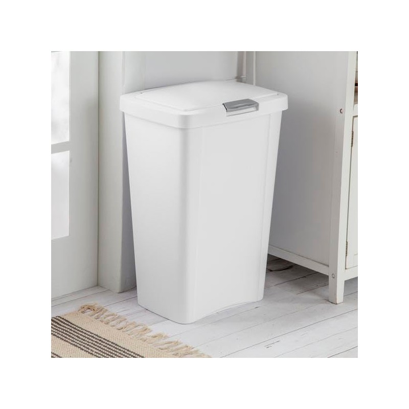 STERILITE 10458004 Touch Can, White, 13 Gallon