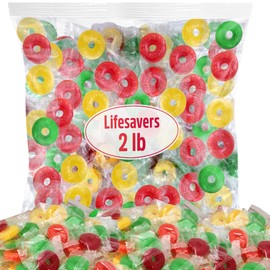 Assorted Hard Fruit Lifesaver Candy Bulk - Bulk Candy Individually Wrapped, Ideal Candies Bulk for Buffets and Party Favors or Snacking at Home, Perfect Lifesaver Candy for Sharing with Friends and Family. 2 Pounds