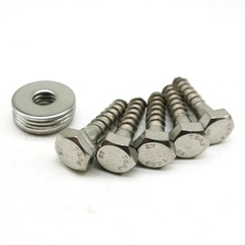 FULLERKREG Hexagon Wood Screws with Washers A2 Stainless Steel DIN 571 M8 x 30 Pack of 5