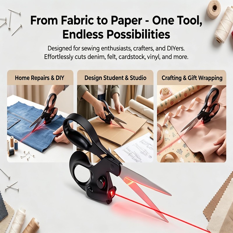2026 Upgraded Laser Guided Scissors for Fabric Cutting, Cuts Straight