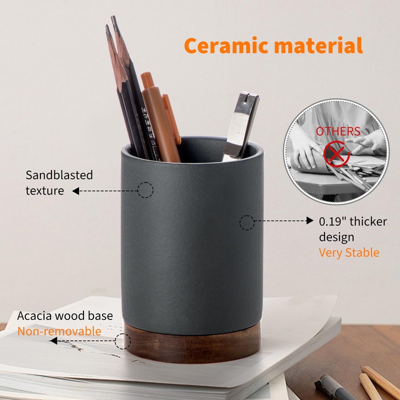 Officepal Pen Holder for Desk, Ceramic Pencil Organizer & Makeup