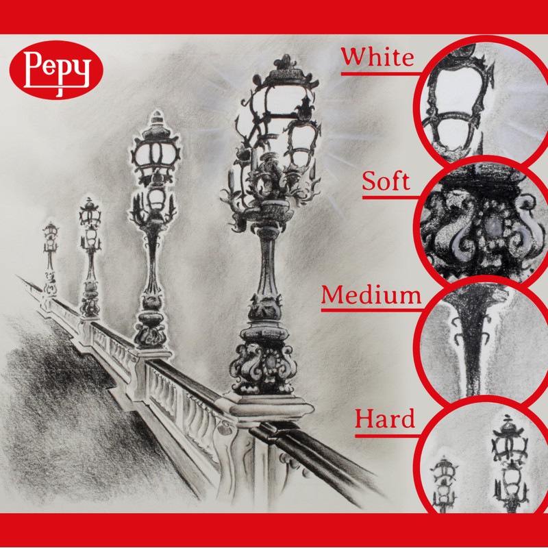 Pepy Professional Medium Charcoal Pencil Drawing Set – Set of