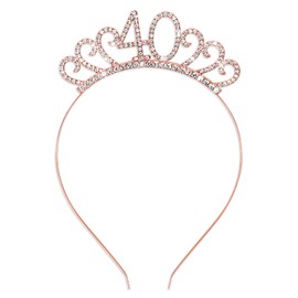 CIEHER 40th Birthday Headband Rose Gold 40th Birthday Tiara Mom 40th Birthday Decorations Women 40th Birthday Gifts Women Friends