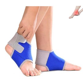 XGOPTS Fußgelenkbandage Kinder Knöchelbandage 1 Paar Einstellbar Fußbandage Elastische Knöchelschutz Bandage Sprunggelenkbandage für Fußball Laufen Radfahren, Rechte und Linke Bandage Blau S