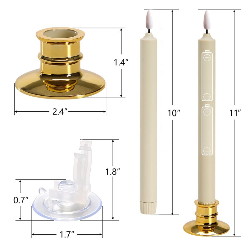 NONNO & ZGF 6 Pack Windows Candles with 6 Golden